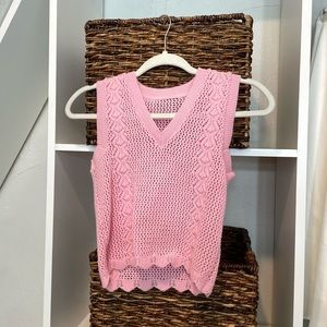 Pink Vintage Crochet Vest